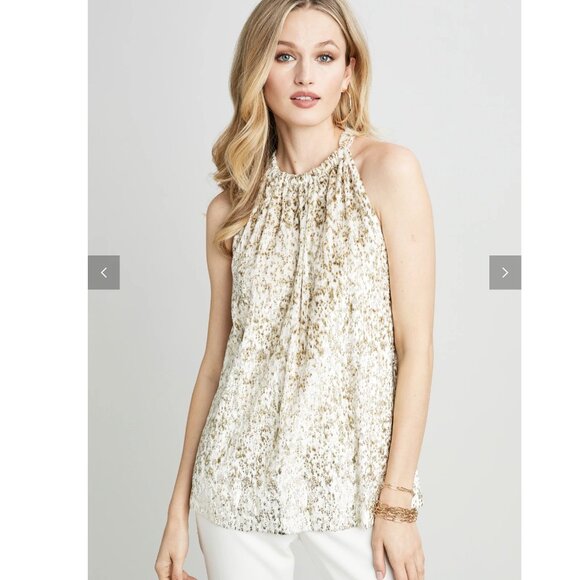 Elie Tahari Burnout Velvet Halter Shirt Size L - Picture 1 of 9